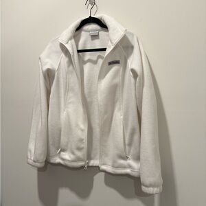 Columbia White Teddy Jacket Plush Fleece Zip-Up